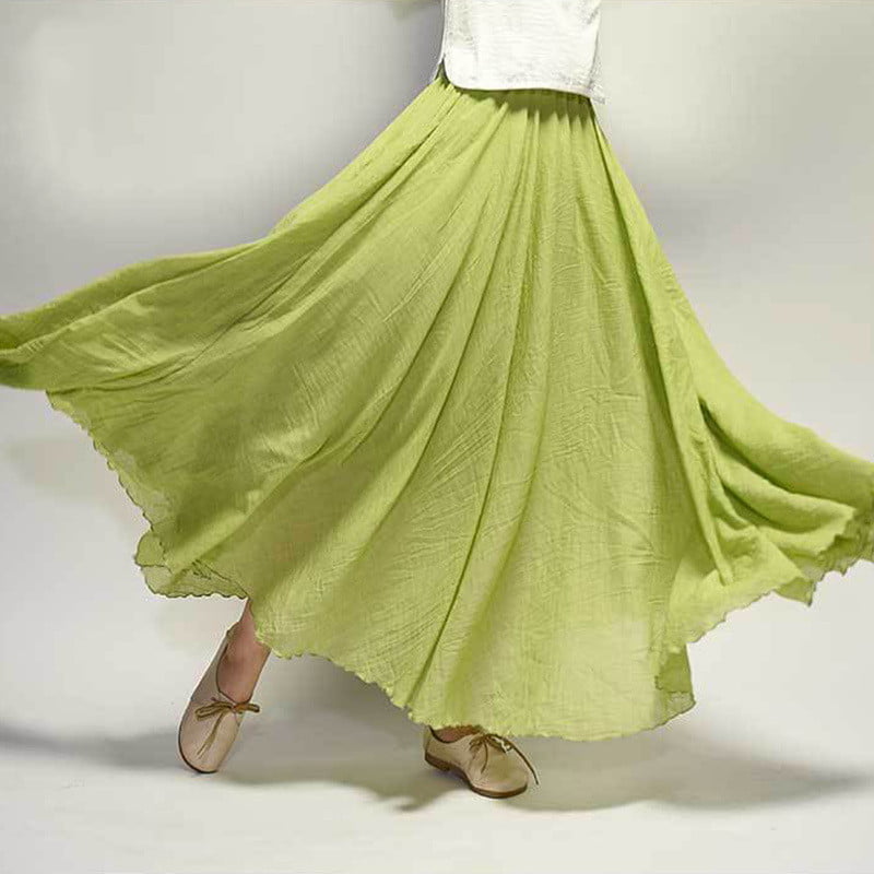 Elastic Waist Retro Ethnic Swing Skirt