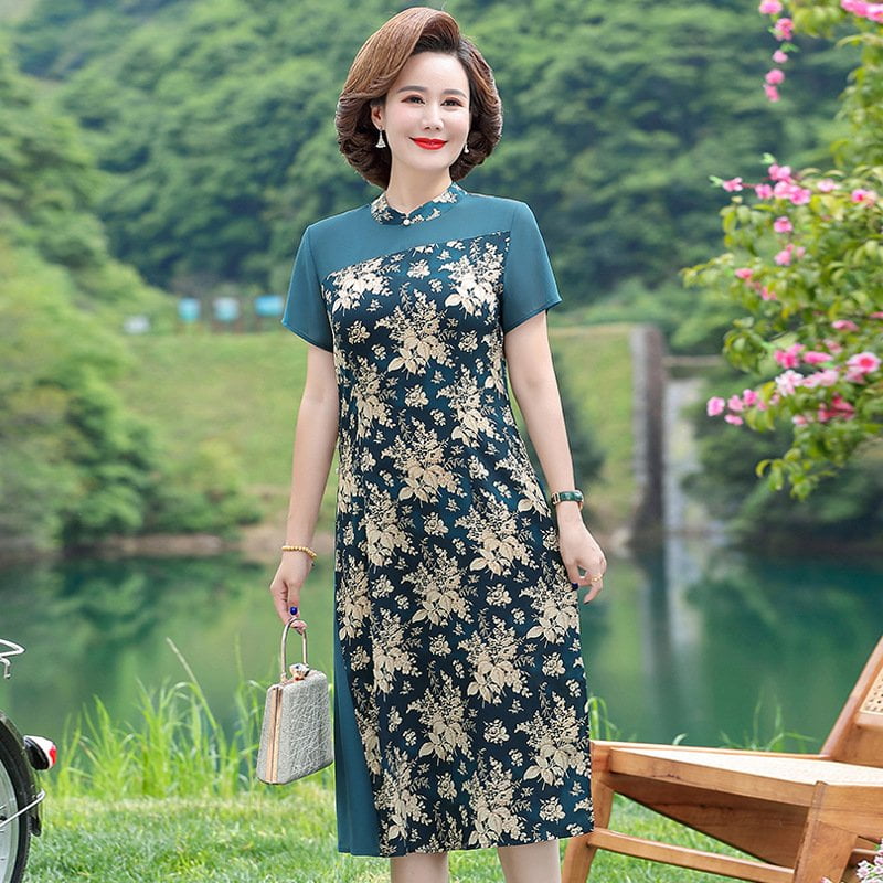 Traditional Silk Brocade Modern Cheongsam Dress