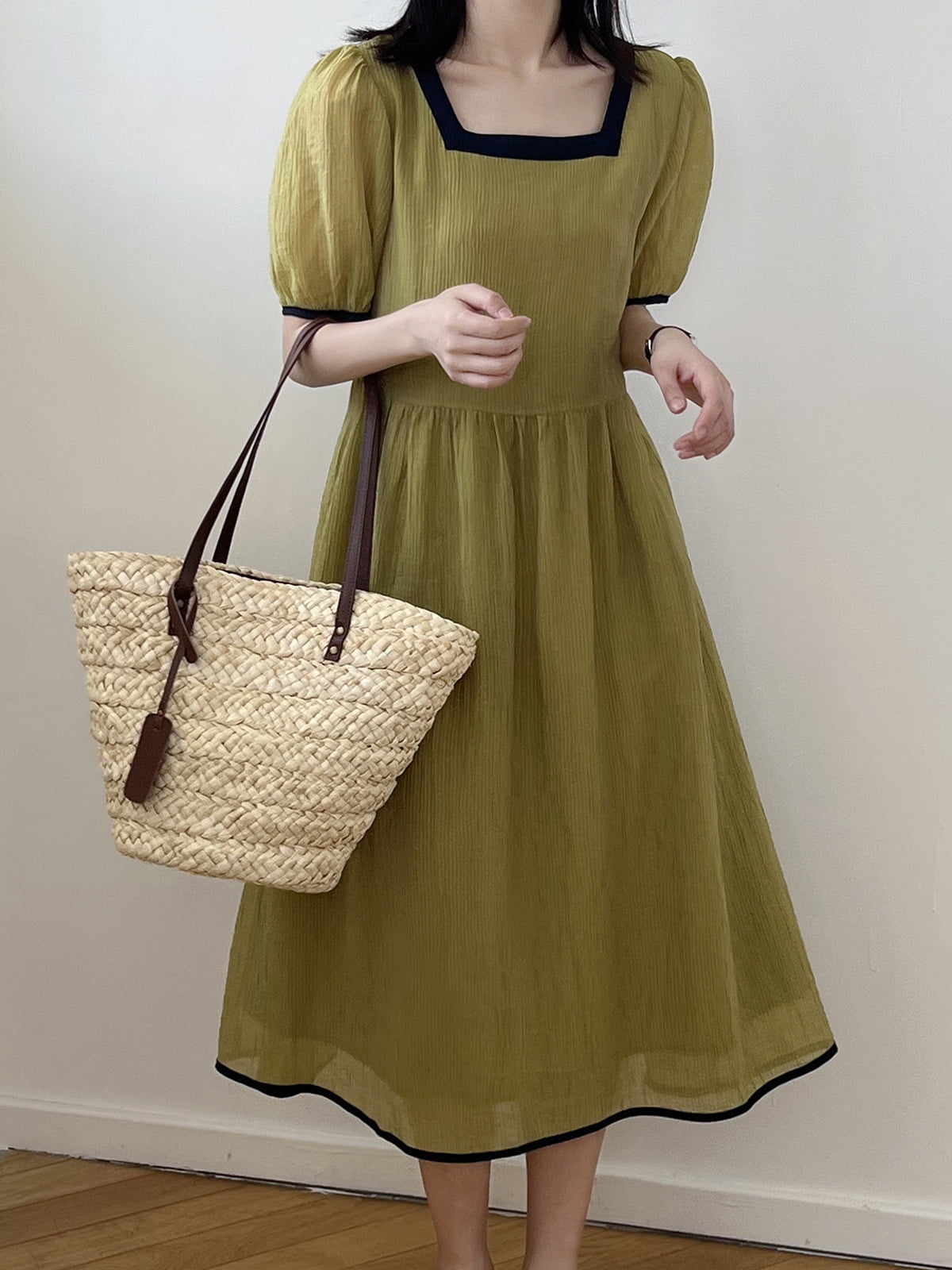 Tencel Square Neck Dress