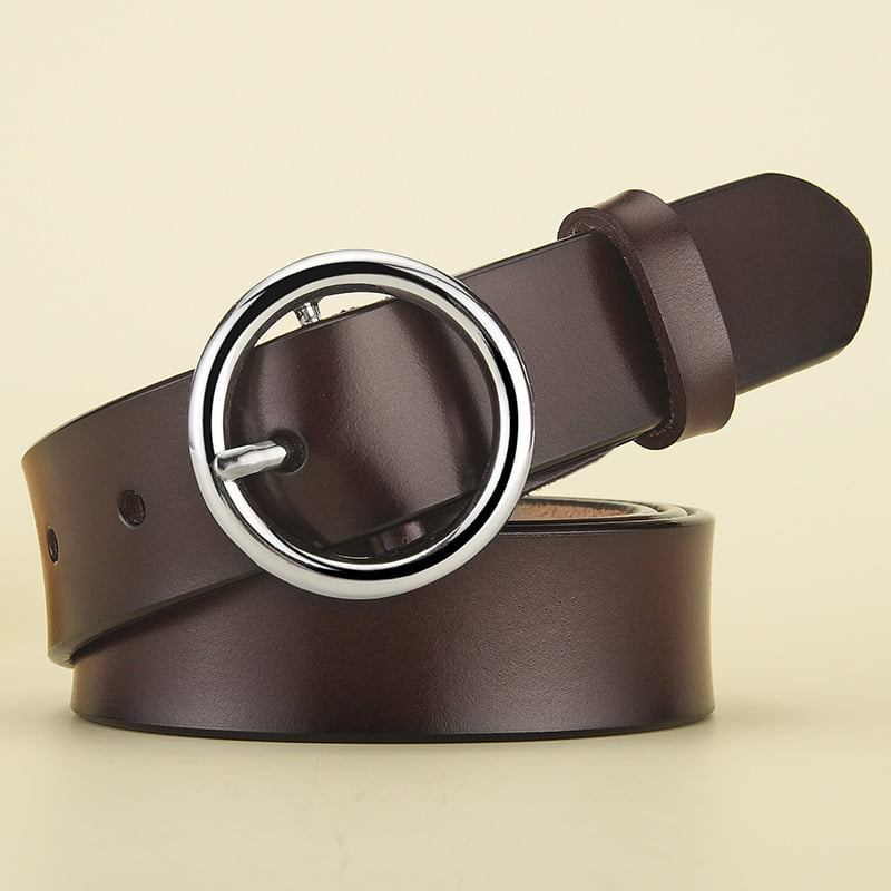 Korean Round Buckle Leather Waist Belt