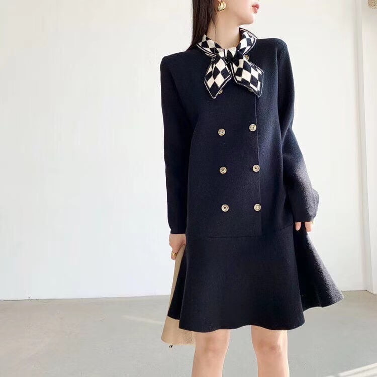 Korean Knitted Long Sleeve Fishtail Sweater Dress