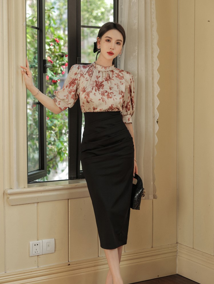Elegant Short Puff Sleeve Office Dress – YiQ Creations
