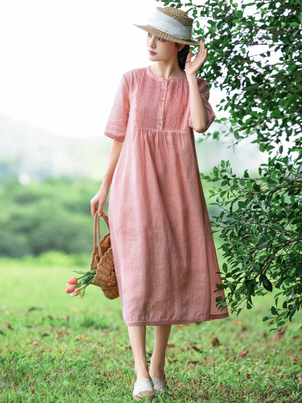 100% Ramie Relaxed Fit Midi Dress – YiQ Creations