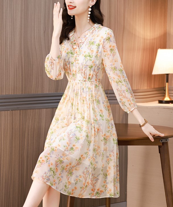 Floral Chiffon Office Dress – YiQ Creations