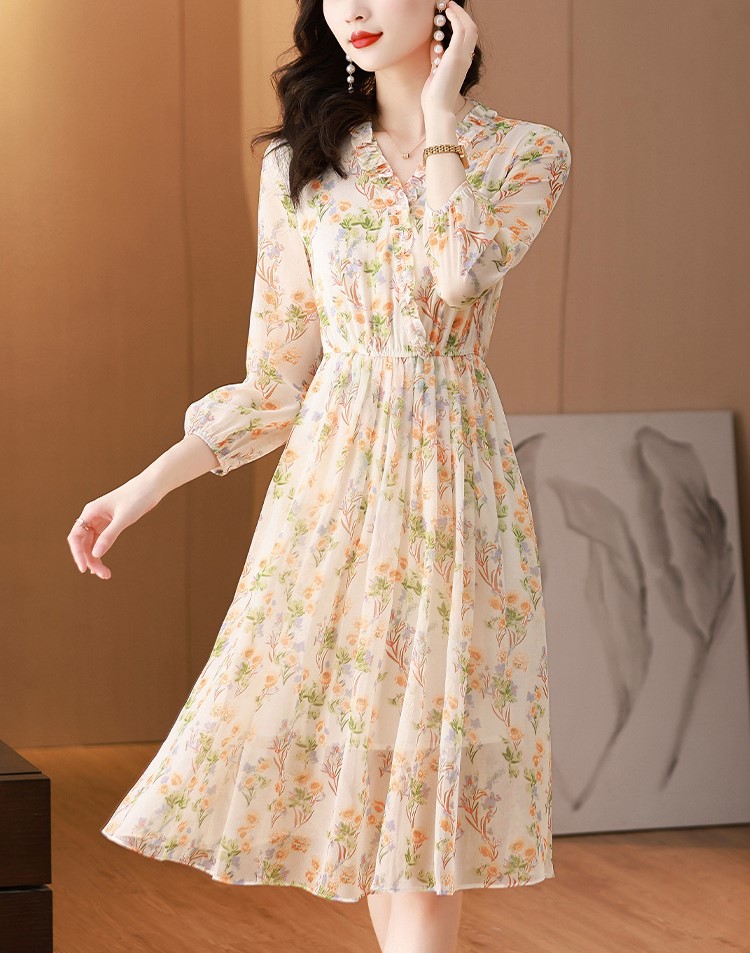 Floral Chiffon Office Dress – YiQ Creations