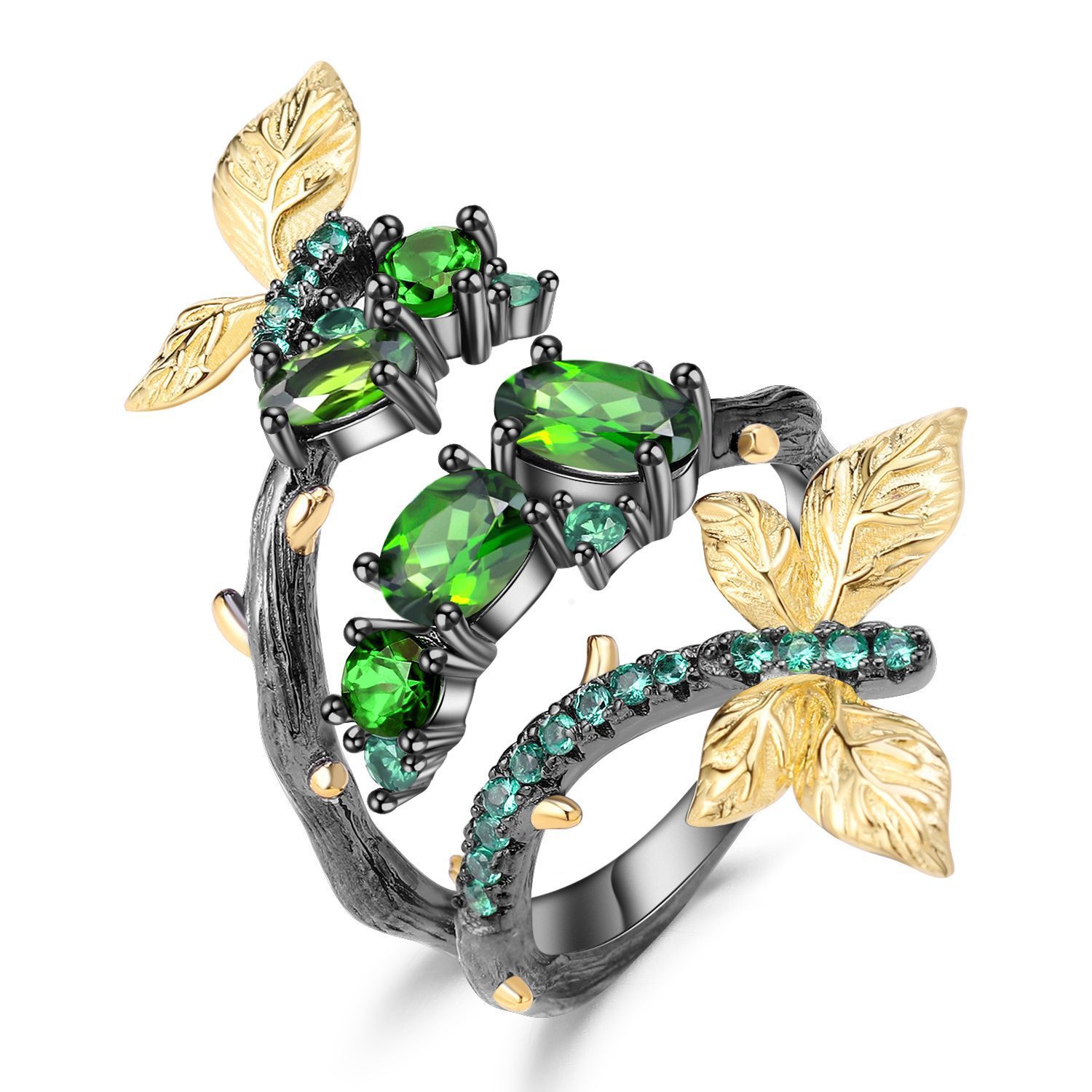 Butterfly Design Natural Gemstones Ring
