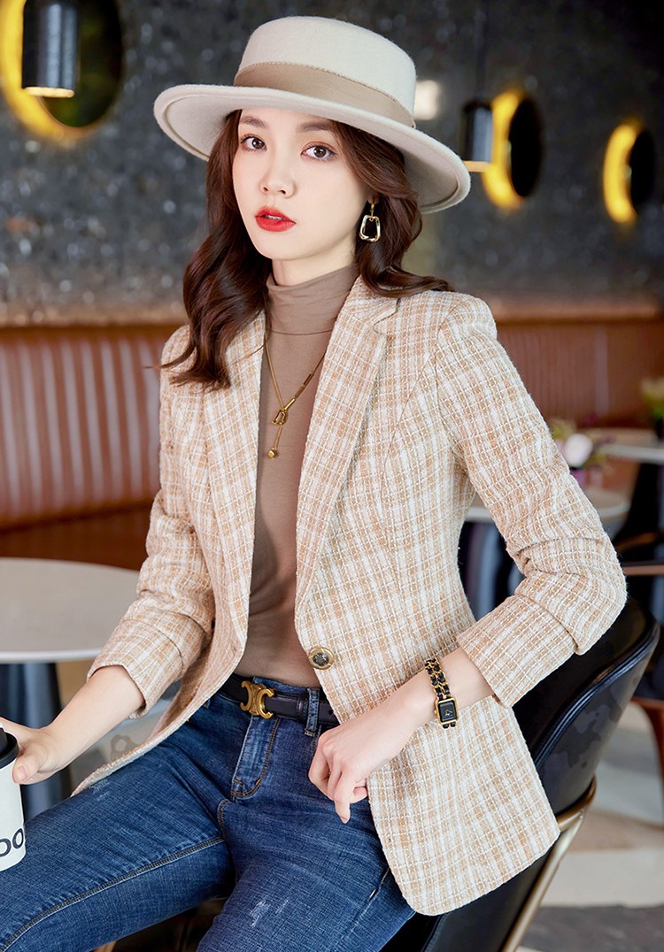 Korean Plaid Tweed Blazer – YiQ Creations