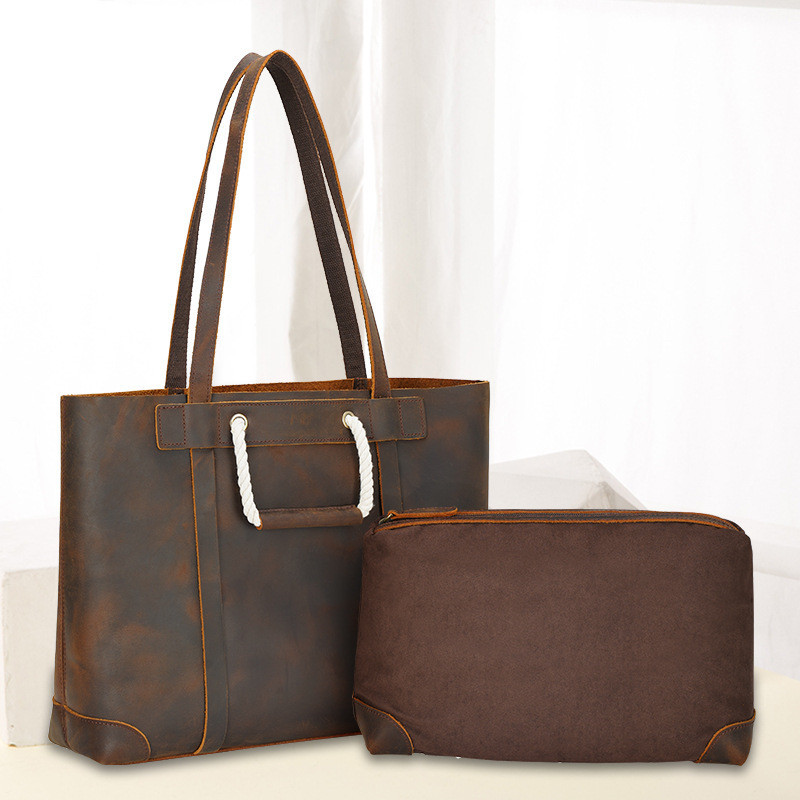Retro Genuine Leather Tote Handbag