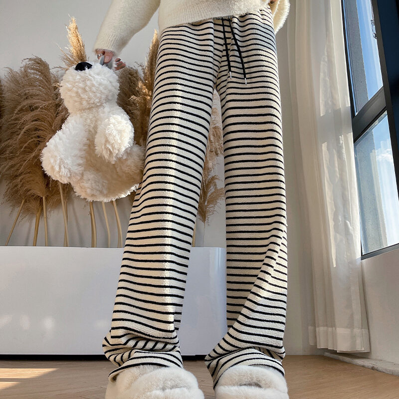 Striped Wide Leg Knit Pants
