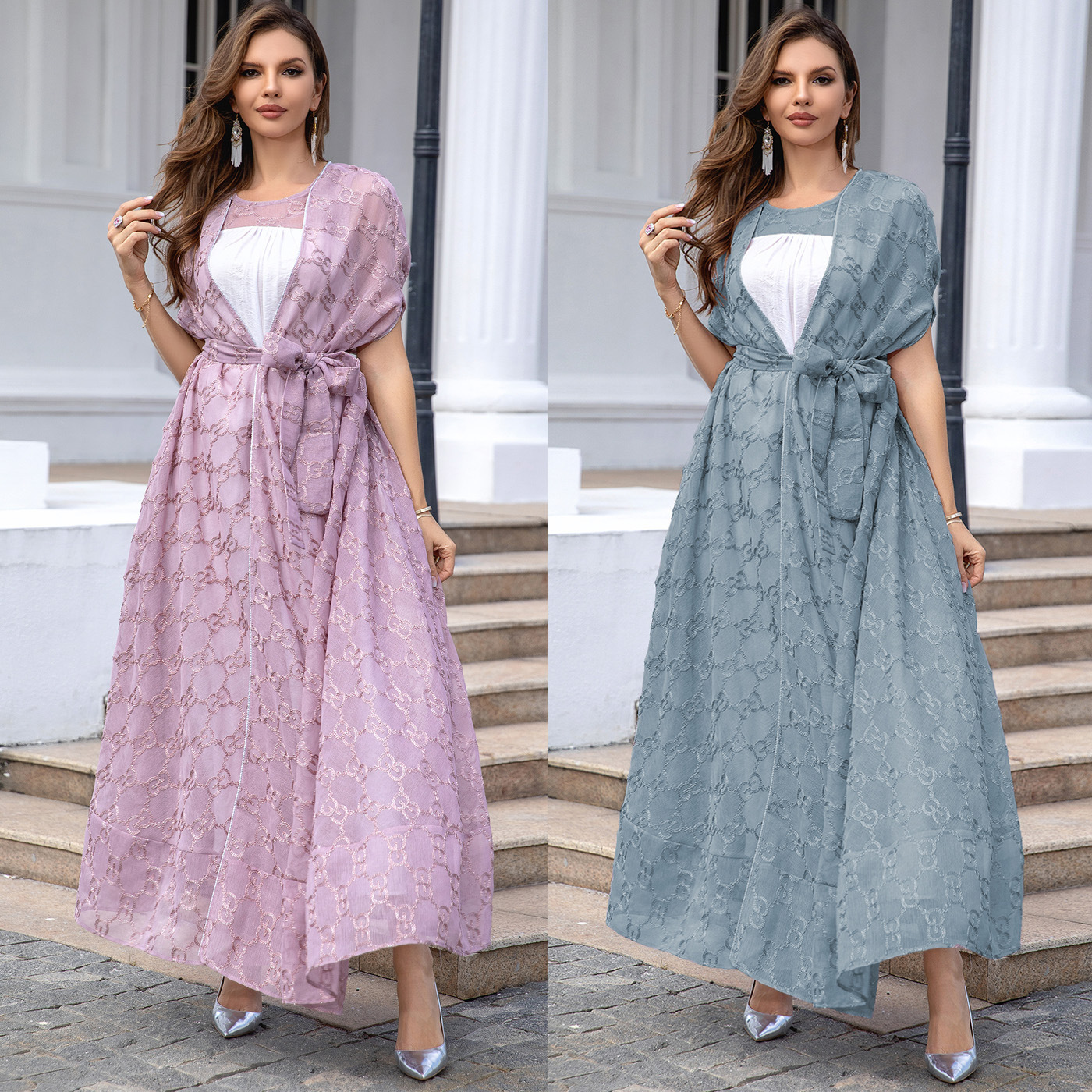 Abaya Slit Sleeve 2-Piece Set Dress